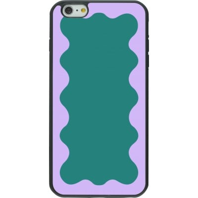 Coque iPhone 6 Plus / 6s Plus - Silicone rigide noir Wavy Rectangle Green Purple