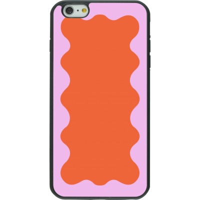 Coque iPhone 6 Plus / 6s Plus - Silicone rigide noir Wavy Rectangle Orange Pink