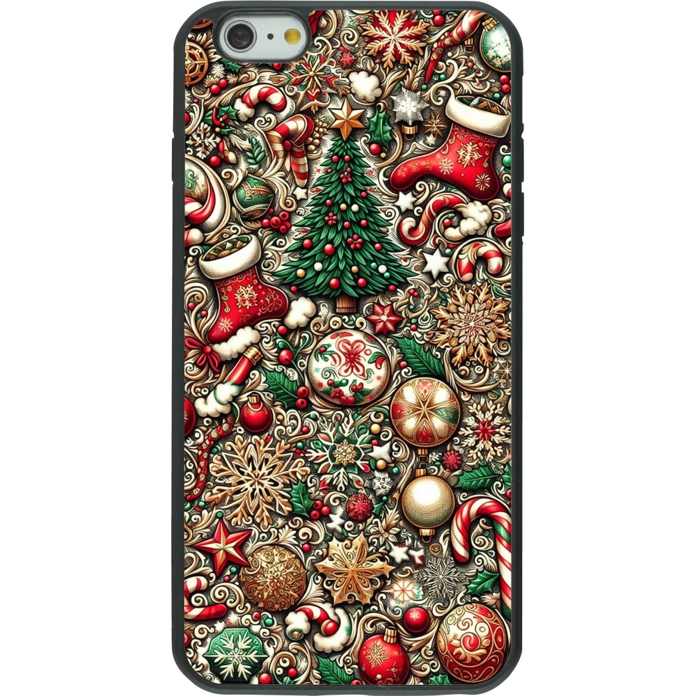 Coque iPhone 6 Plus / 6s Plus - Silicone rigide noir Noël 2023 micro pattern