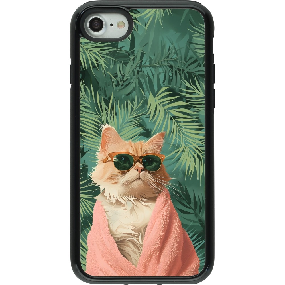 Coque iPhone 7 / 8 / SE (2020, 2022) - Hybrid Armor noir Cat Summer Palms