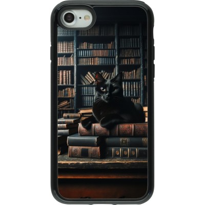 Coque iPhone 7 / 8 / SE (2020, 2022) - Hybrid Armor noir Chat livres sombres