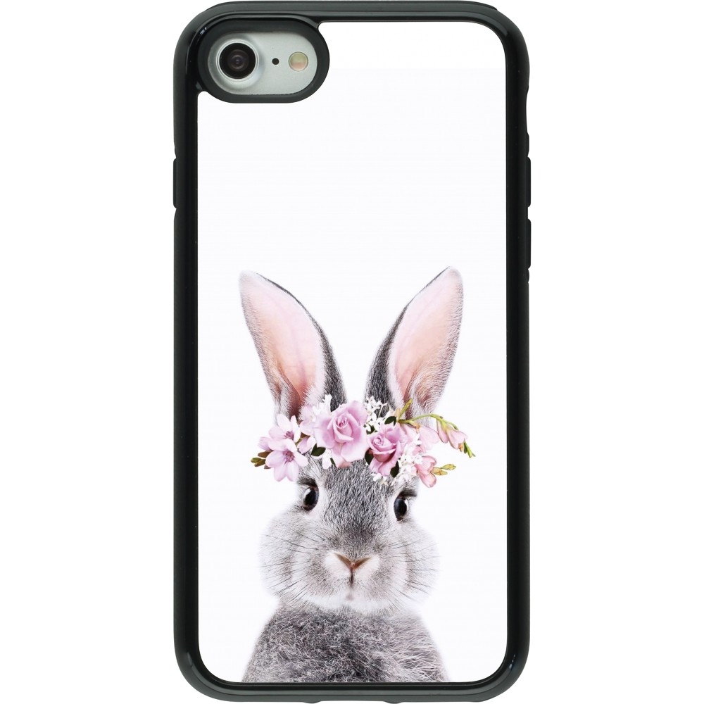 Coque iPhone 7 / 8 / SE (2020, 2022) - Hybrid Armor noir Easter 2023 flower bunny