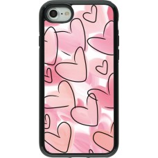 Coque iPhone 7 / 8 / SE (2020, 2022) - Hybrid Armor noir Easter 2023 pink hearts