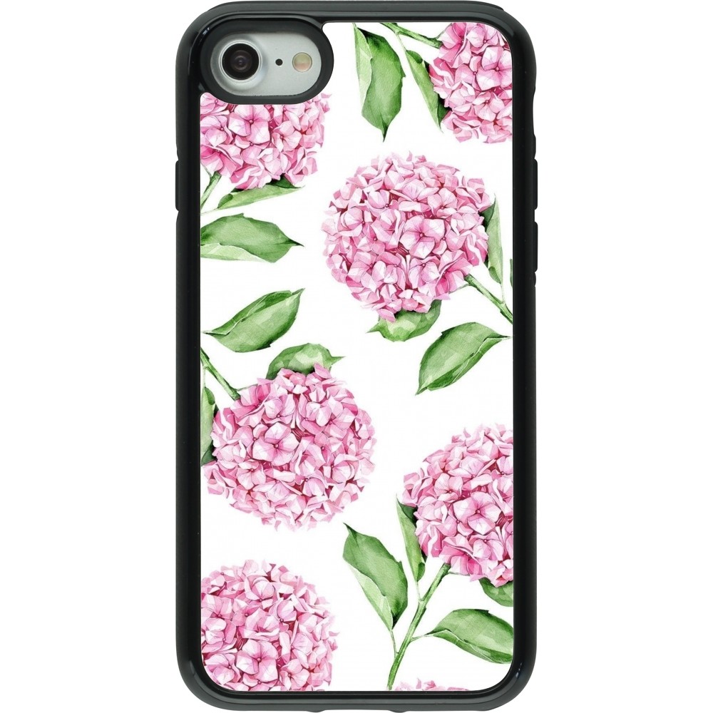 Coque iPhone 7 / 8 / SE (2020, 2022) - Hybrid Armor noir Easter 2024 pink flowers