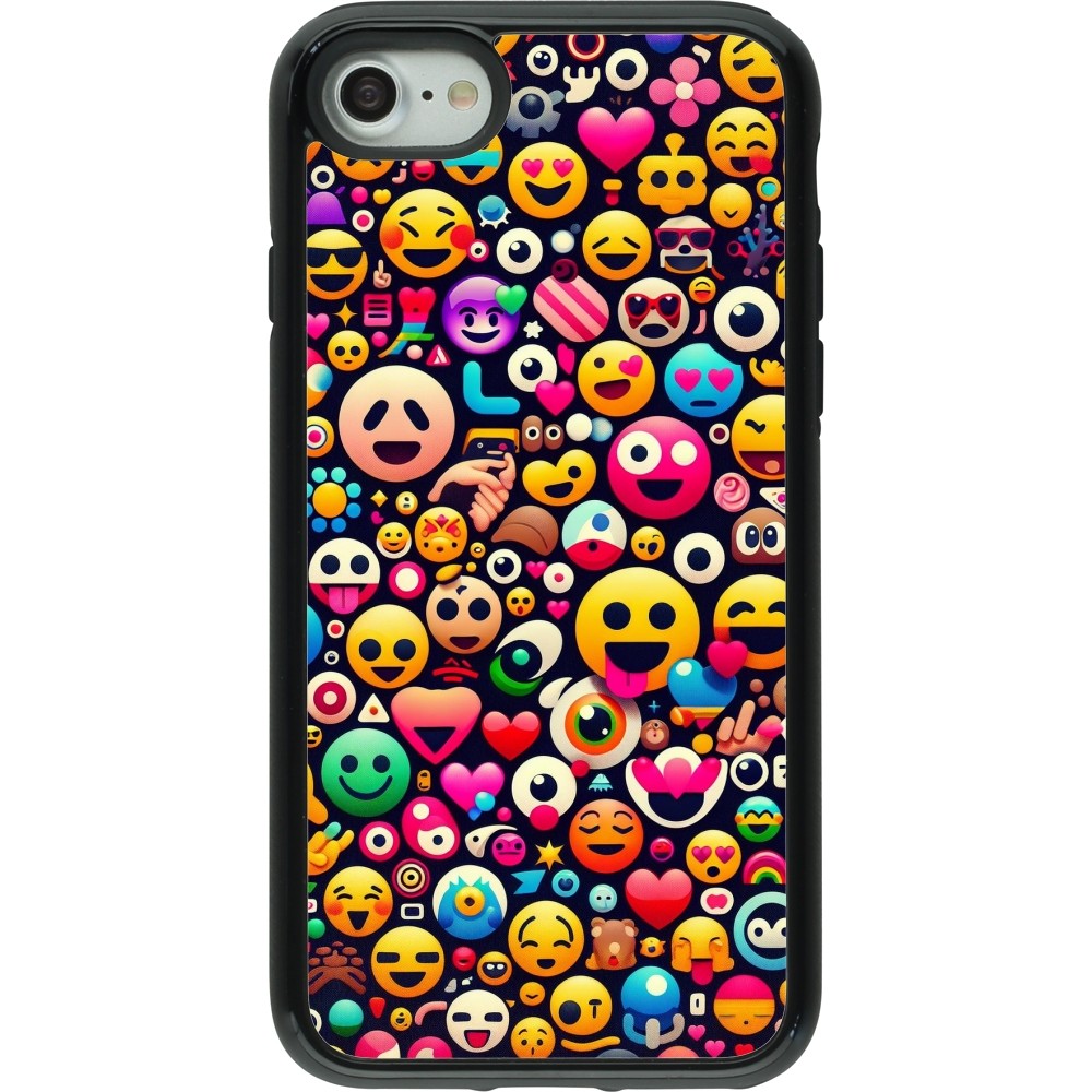 Coque iPhone 7 / 8 / SE (2020, 2022) - Hybrid Armor noir Emoji Mix Color