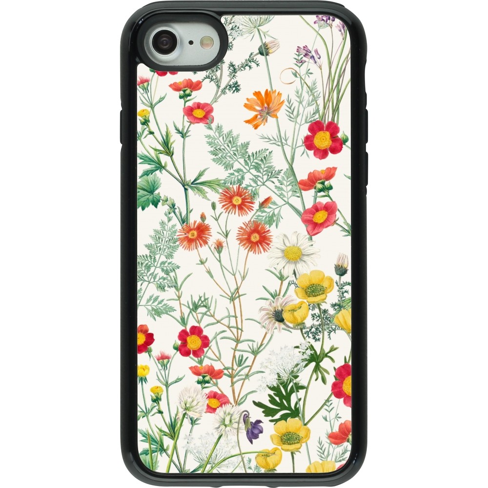 Coque iPhone 7 / 8 / SE (2020, 2022) - Hybrid Armor noir Flora Botanical Wildlife