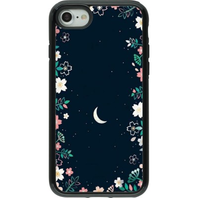 Coque iPhone 7 / 8 / SE (2020, 2022) - Hybrid Armor noir Flowers space