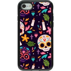 Coque iPhone 7 / 8 / SE (2020, 2022) - Hybrid Armor noir Halloween 2023 mexican style