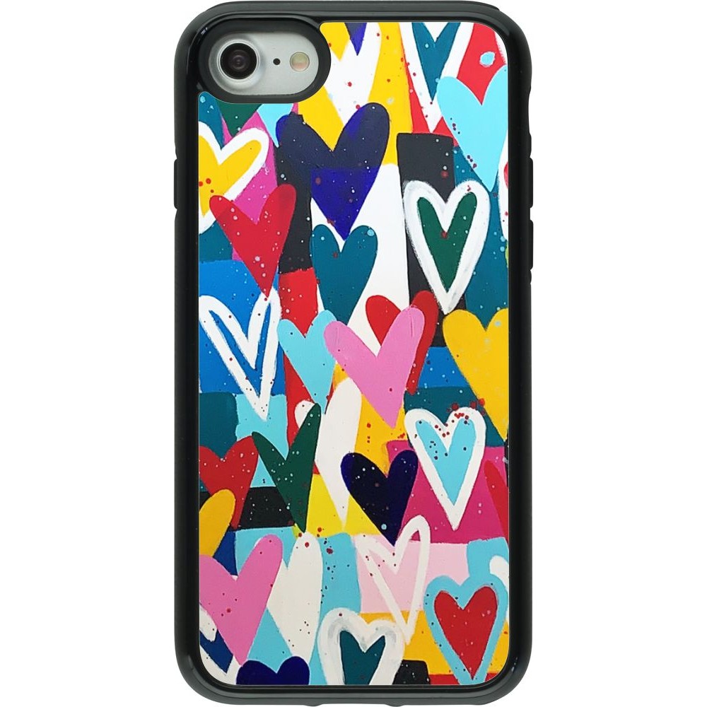 Coque iPhone 7 / 8 / SE (2020, 2022) - Hybrid Armor noir Joyful Hearts