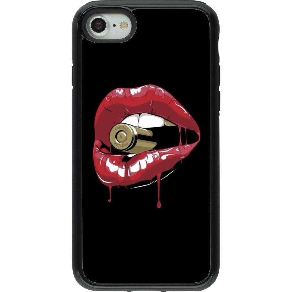 Coque iPhone 7 / 8 / SE (2020, 2022) - Hybrid Armor noir Lips bullet