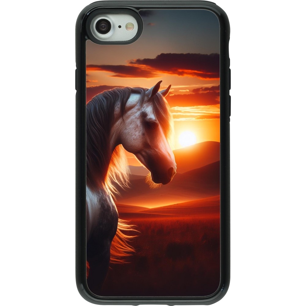 Coque iPhone 7 / 8 / SE (2020, 2022) - Hybrid Armor noir Majestic Sunset Horse