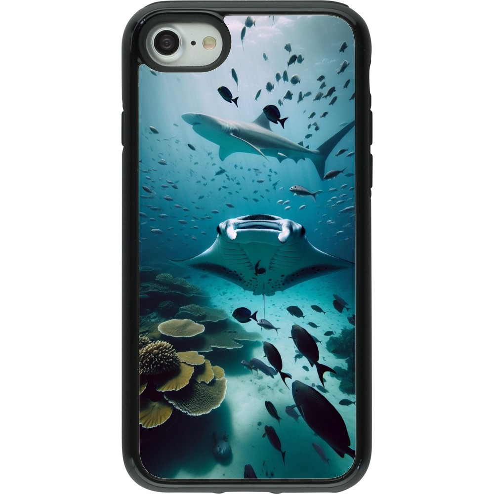 Coque iPhone 7 / 8 / SE (2020, 2022) - Hybrid Armor noir Manta Lagon Nettoyage