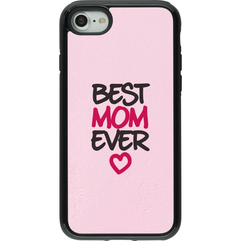 Coque iPhone 7 / 8 / SE (2020, 2022) - Hybrid Armor noir Mom 2023 best Mom ever pink