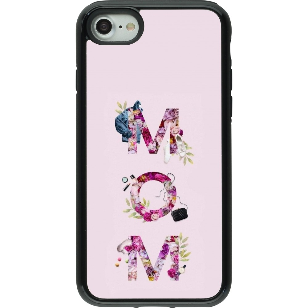 Coque iPhone 7 / 8 / SE (2020, 2022) - Hybrid Armor noir Mom 2024 girly mom