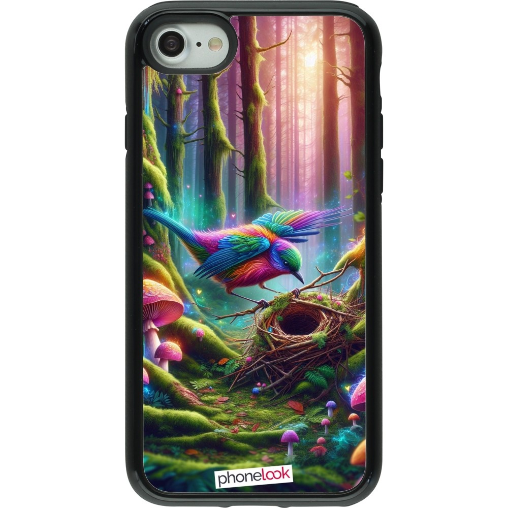 Coque iPhone 7 / 8 / SE (2020, 2022) - Hybrid Armor noir Oiseau Nid Forêt