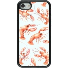 Coque iPhone 7 / 8 / SE (2020, 2022) - Hybrid Armor noir Pattern de homards pastels