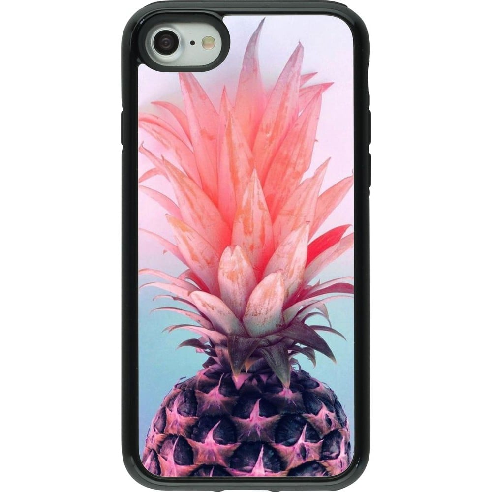 Coque iPhone 7 / 8 / SE (2020, 2022) - Hybrid Armor noir Purple Pink Pineapple