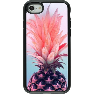 Coque iPhone 7 / 8 / SE (2020, 2022) - Hybrid Armor noir Purple Pink Pineapple