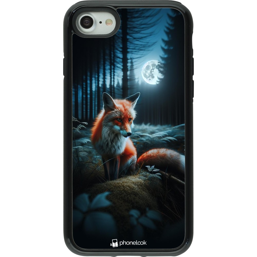 Coque iPhone 7 / 8 / SE (2020, 2022) - Hybrid Armor noir Renard lune forêt