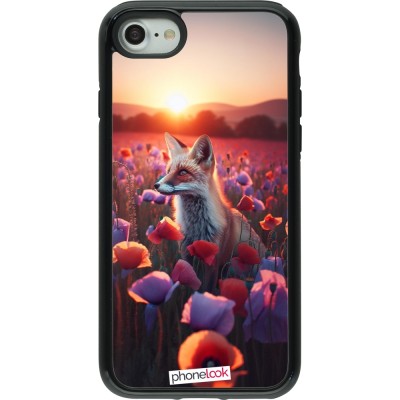 Coque iPhone 7 / 8 / SE (2020, 2022) - Hybrid Armor noir Renard pourpre au crépuscule