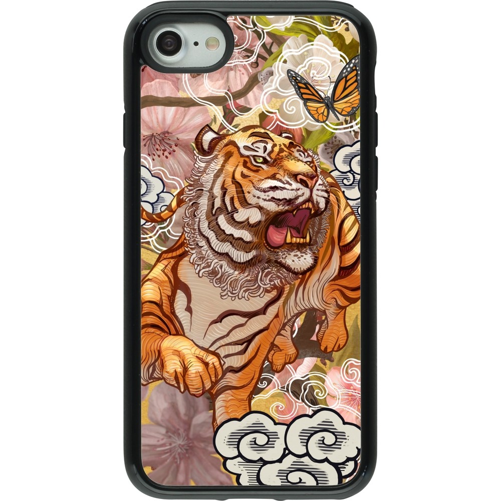 Coque iPhone 7 / 8 / SE (2020, 2022) - Hybrid Armor noir Spring 23 japanese tiger