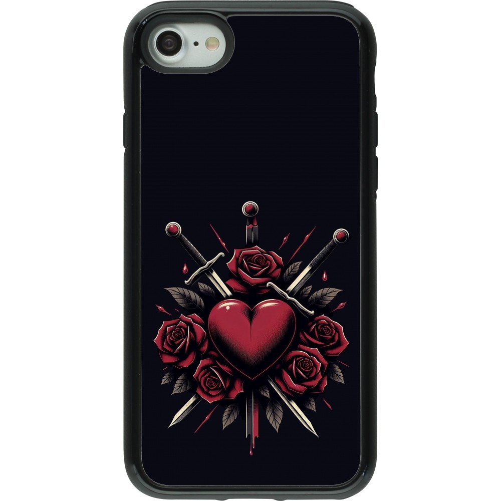 Coque iPhone 7 / 8 / SE (2020, 2022) - Hybrid Armor noir Valentine 2024 gothic love