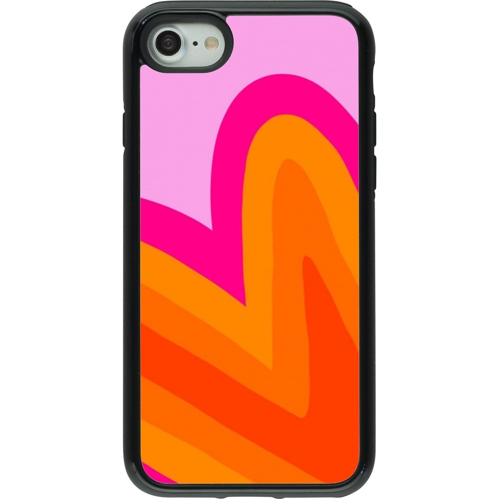 Coque iPhone 7 / 8 / SE (2020, 2022) - Hybrid Armor noir Valentine 2024 heart gradient