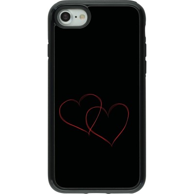 Coque iPhone 7 / 8 / SE (2020, 2022) - Hybrid Armor noir Valentine 2023 attached heart