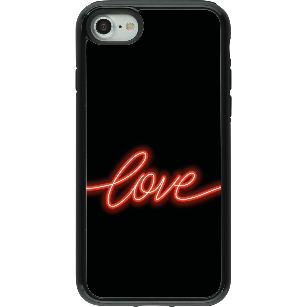 Coque iPhone 7 / 8 / SE (2020, 2022) - Hybrid Armor noir Valentine 2023 neon love