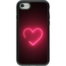 Coque iPhone 7 / 8 / SE (2020, 2022) - Hybrid Armor noir Valentine 2023 single neon heart