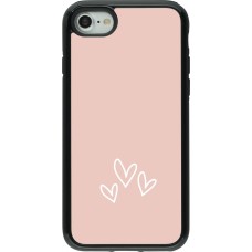 Coque iPhone 7 / 8 / SE (2020, 2022) - Hybrid Armor noir Valentine 2023 three minimalist hearts