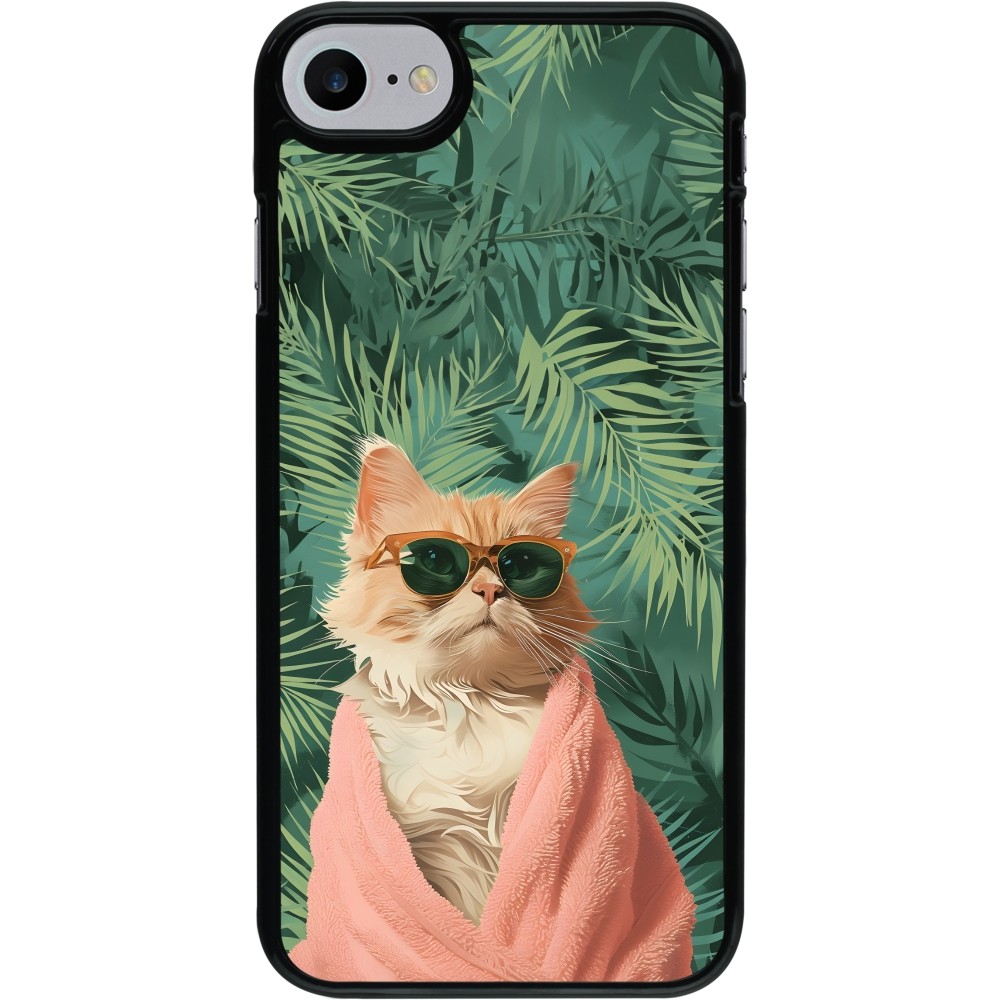 Coque iPhone 7 / 8 / SE (2020, 2022) - Cat Summer Palms