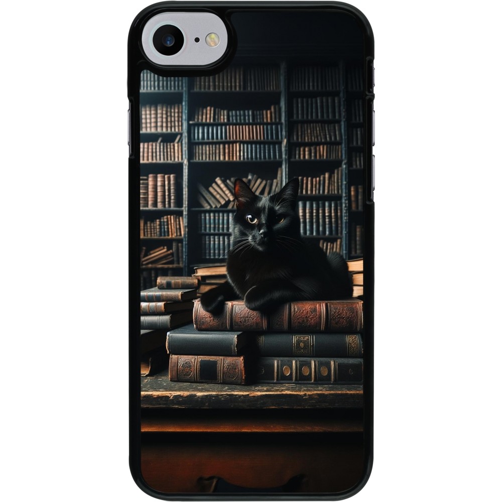 Coque iPhone 7 / 8 / SE (2020, 2022) - Chat livres sombres