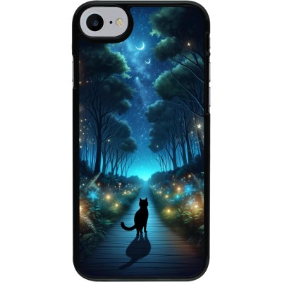 Coque iPhone 7 / 8 / SE (2020, 2022) - Chat noir promenade