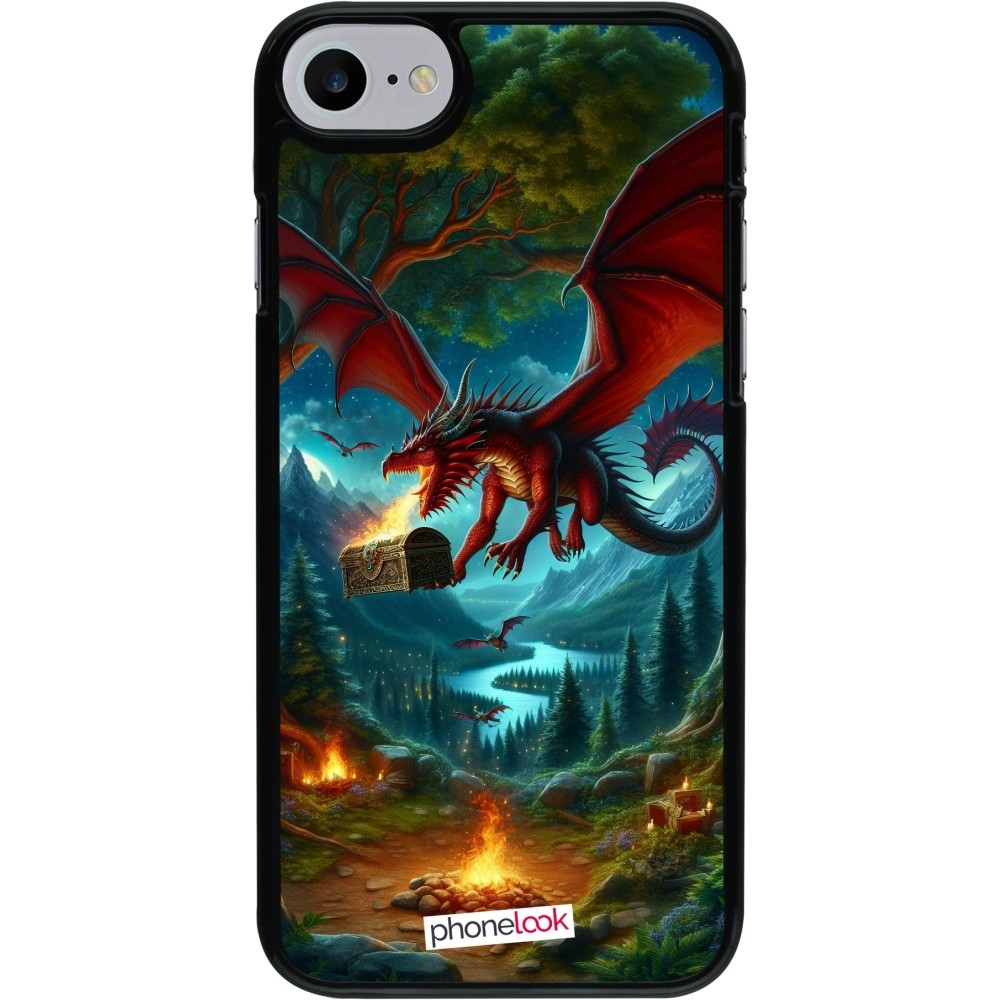 Coque iPhone 7 / 8 / SE (2020, 2022) - Dragon Volant Forêt Trésor