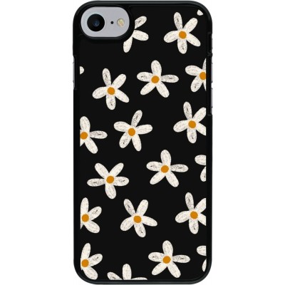 Coque iPhone 7 / 8 / SE (2020, 2022) - Easter 2024 white on black flower