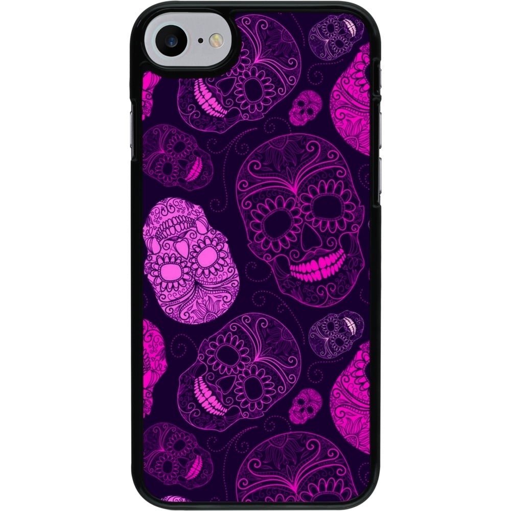 Coque iPhone 7 / 8 / SE (2020, 2022) - Halloween 2023 pink skulls