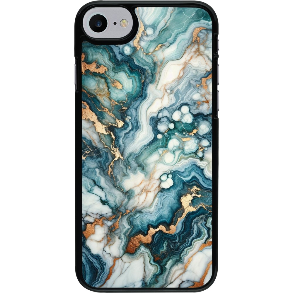 Coque iPhone 7 / 8 / SE (2020, 2022) - Marbre Vert Bleu Doré