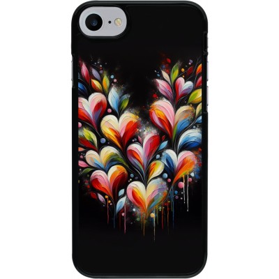 Coque iPhone 7 / 8 / SE (2020, 2022) - Valentine 2024 Coeur Noir Abstrait