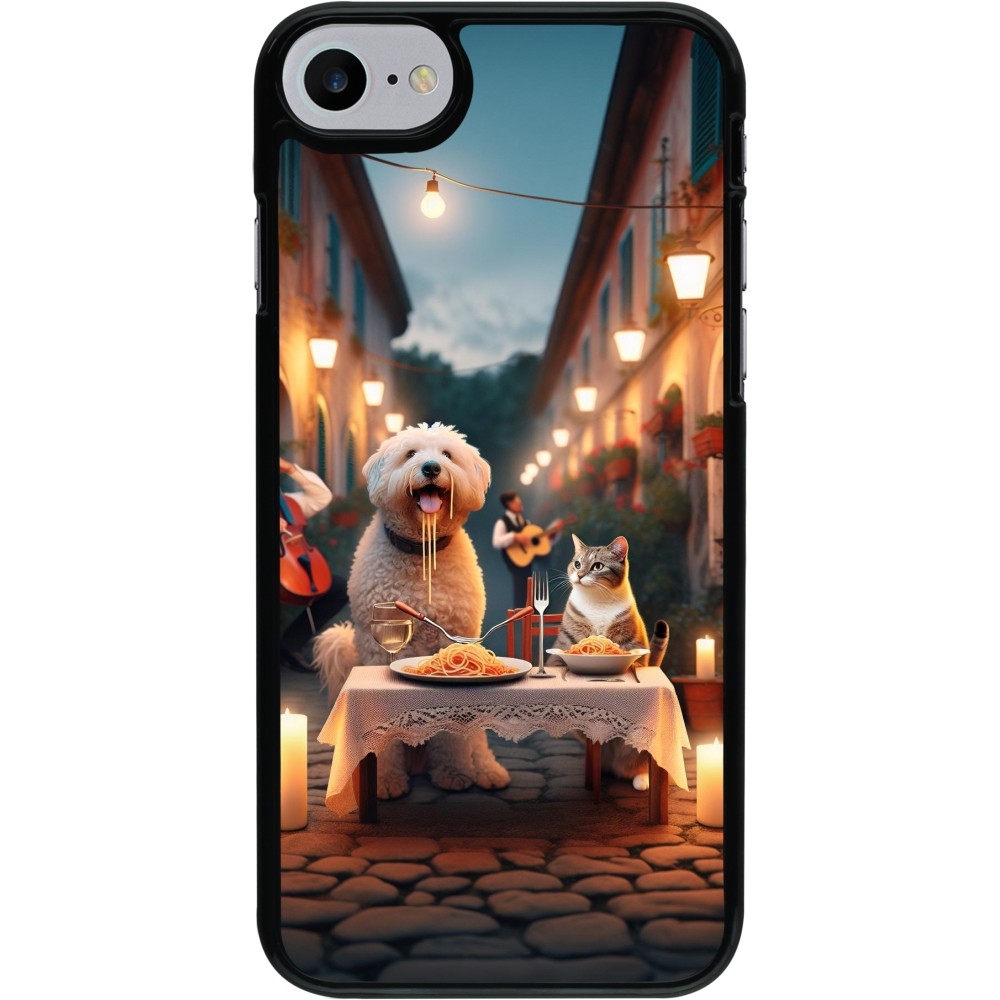 Coque iPhone 7 / 8 / SE (2020, 2022) - Valentine 2024 Dog & Cat Candlelight