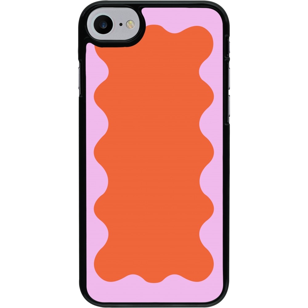 Coque iPhone 7 / 8 / SE (2020, 2022) - Wavy Rectangle Orange Pink