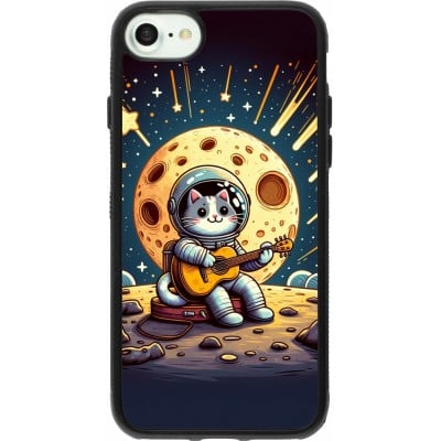 Coque iPhone 7 / 8 / SE (2020, 2022) - Silicone rigide noir AstroCat RockLune