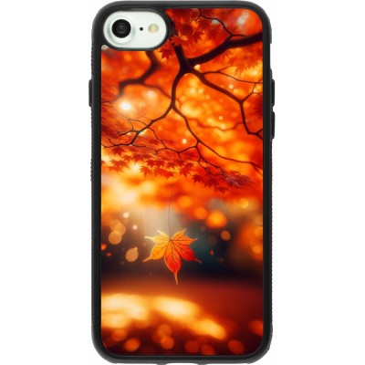 Coque iPhone 7 / 8 / SE (2020, 2022) - Silicone rigide noir Automne Magique Orange