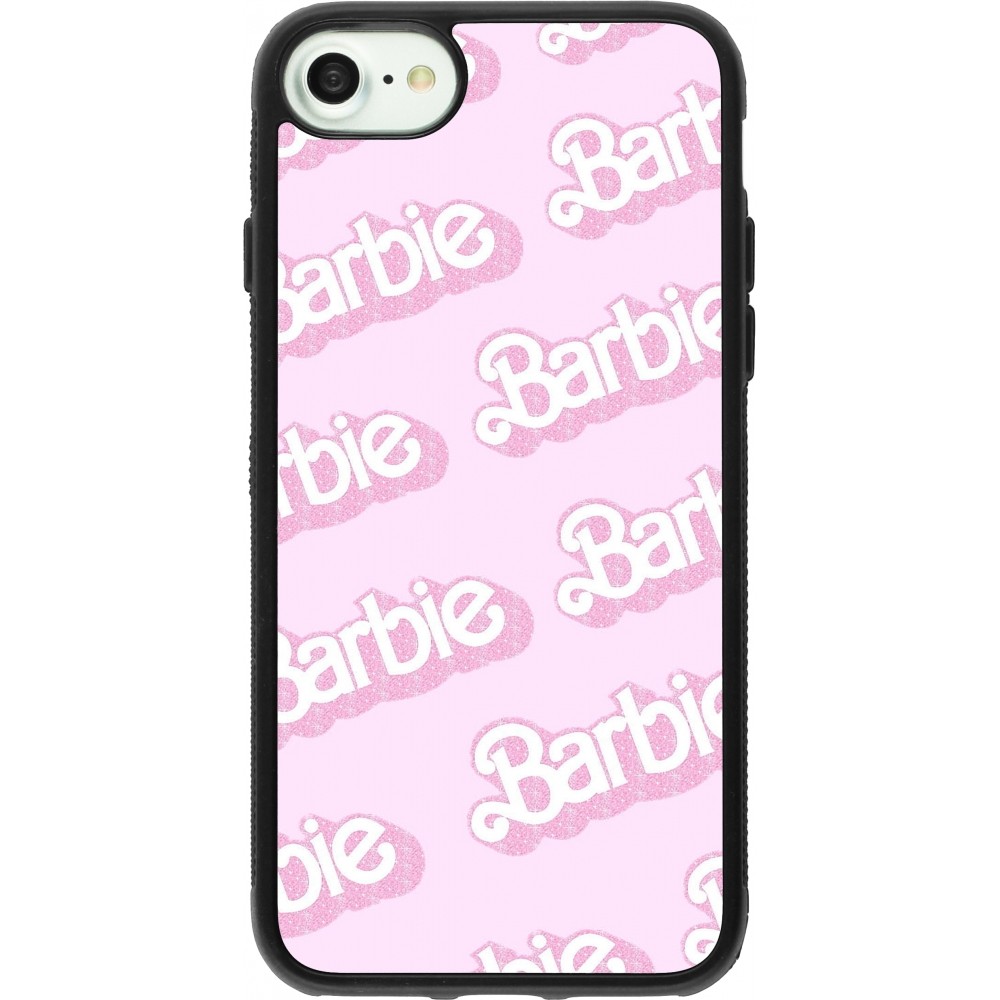 Coque iPhone 7 / 8 / SE (2020, 2022) - Silicone rigide noir Barbie light pink pattern