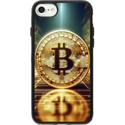 Coque iPhone 7 / 8 / SE (2020, 2022) - Silicone rigide noir Bitcoin Standing