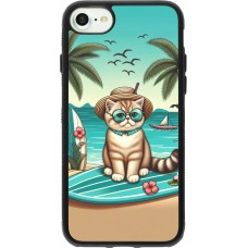 Coque iPhone 7 / 8 / SE (2020, 2022) - Silicone rigide noir Chat Surf Style