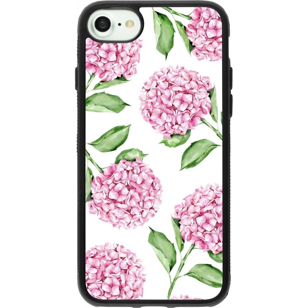 Coque iPhone 7 / 8 / SE (2020, 2022) - Silicone rigide noir Easter 2024 pink flowers