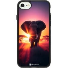 Coque iPhone 7 / 8 / SE (2020, 2022) - Silicone rigide noir Elephant Sunrise Beauty