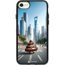 Coque iPhone 7 / 8 / SE (2020, 2022) - Silicone rigide noir Emoji Caca walk