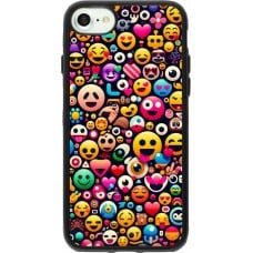 Coque iPhone 7 / 8 / SE (2020, 2022) - Silicone rigide noir Emoji Mix Color